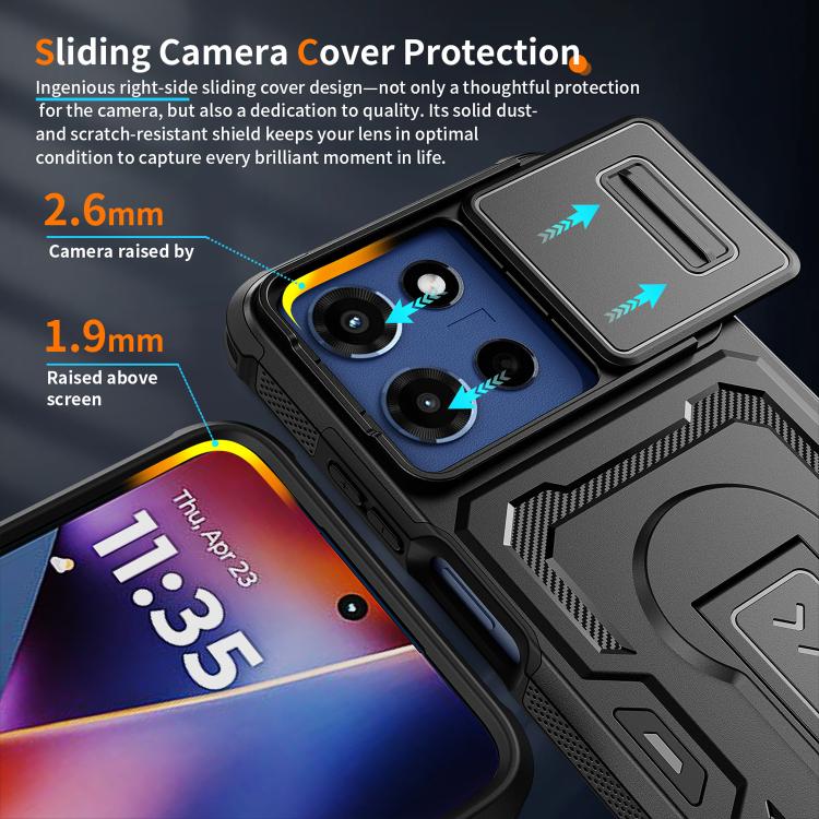 For Motorola Moto G 2025 Slid Camera Shield Invisible Holder PC Hybrid TPU Phone Case