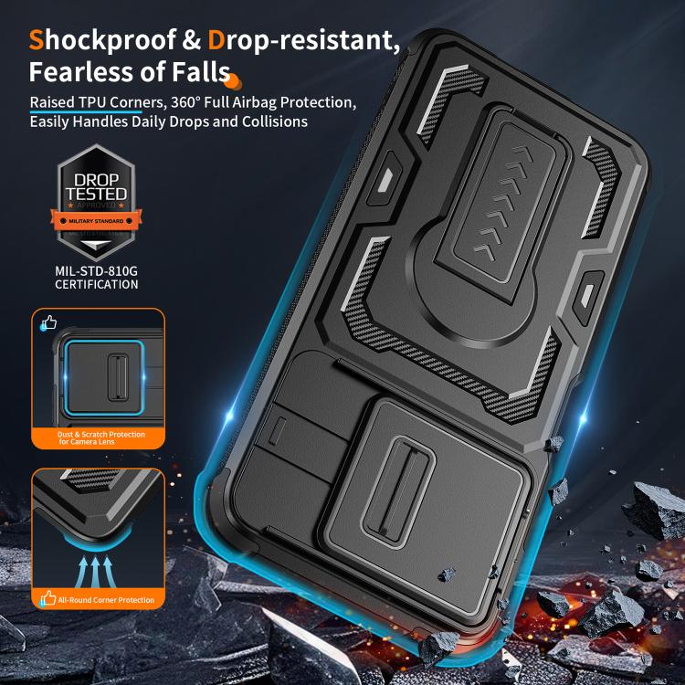 For Motorola Moto G 2025 Slid Camera Shield Invisible Holder PC Hybrid TPU Phone Case