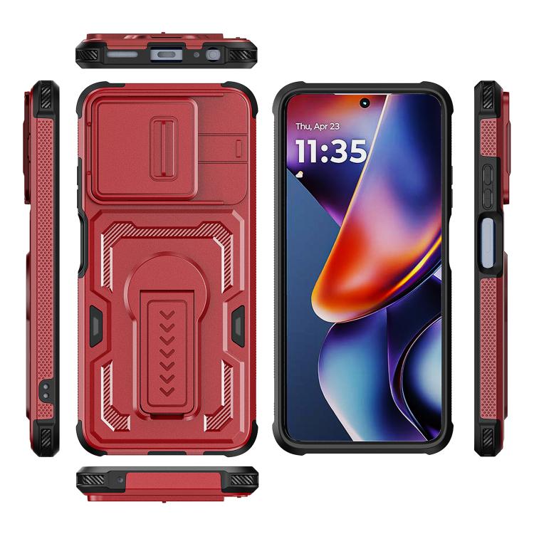 For Motorola Moto G 2025 Slid Camera Shield Invisible Holder PC Hybrid TPU Phone Case