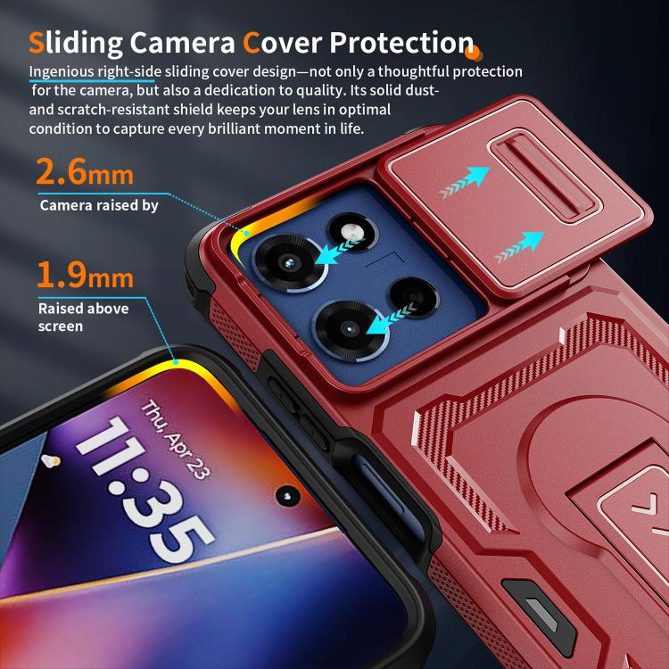 For Motorola Moto G 2025 Slid Camera Shield Invisible Holder PC Hybrid TPU Phone Case