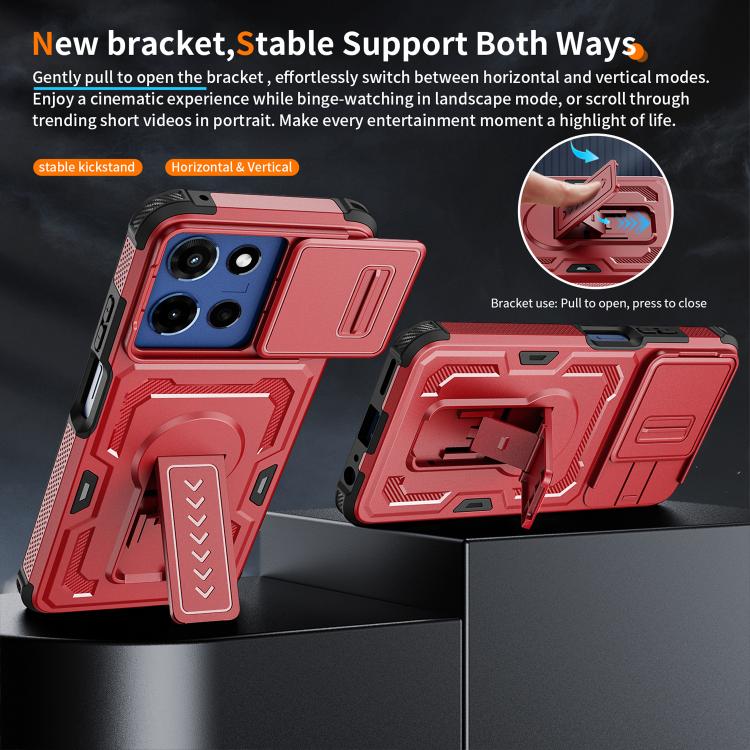 For Motorola Moto G 2025 Slid Camera Shield Invisible Holder PC Hybrid TPU Phone Case