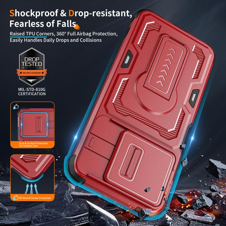 For Motorola Moto G 2025 Slid Camera Shield Invisible Holder PC Hybrid TPU Phone Case