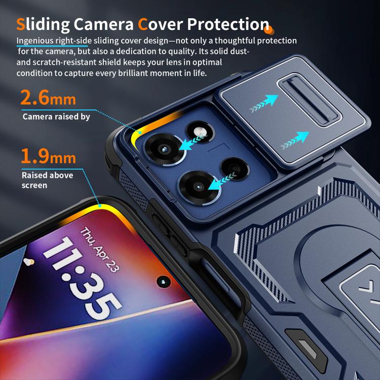 For Motorola Moto G 2025 Slid Camera Shield Invisible Holder PC Hybrid TPU Phone Case