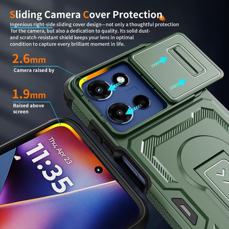 For Motorola Moto G 2025 Slid Camera Shield Invisible Holder PC Hybrid TPU Phone Case