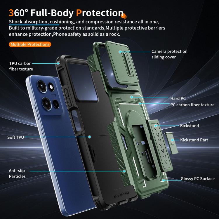 For Motorola Moto G 2025 Slid Camera Shield Invisible Holder PC Hybrid TPU Phone Case