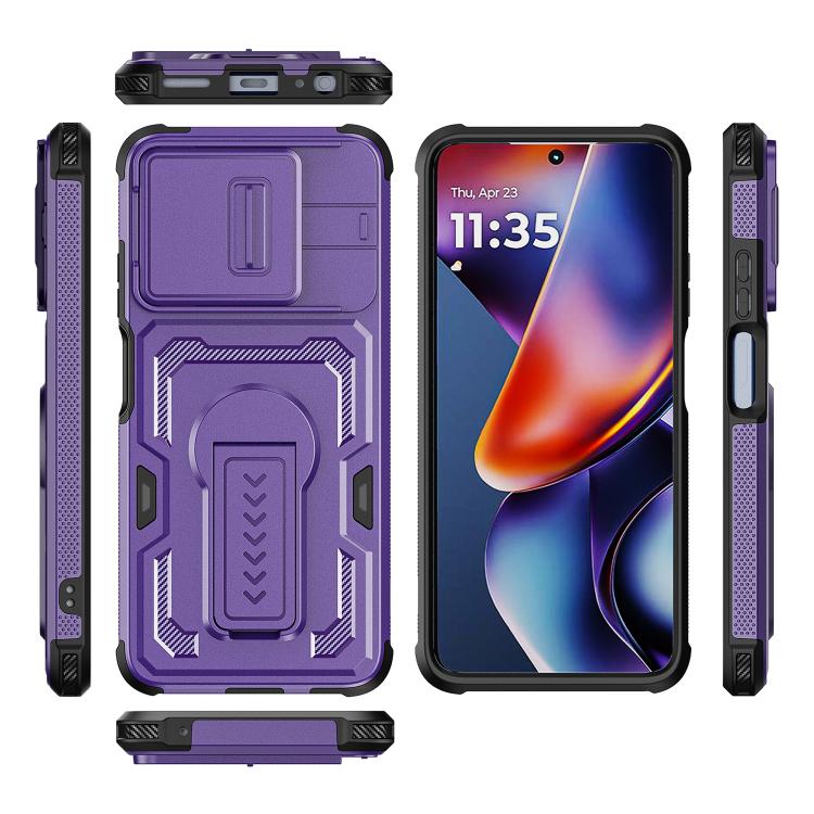 For Motorola Moto G 2025 Slid Camera Shield Invisible Holder PC Hybrid TPU Phone Case