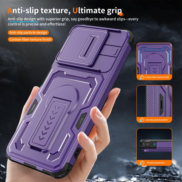 For Motorola Moto G 2025 Slid Camera Shield Invisible Holder PC Hybrid TPU Phone Case