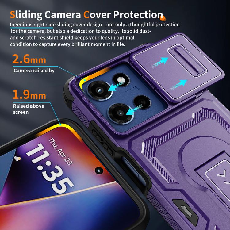 For Motorola Moto G 2025 Slid Camera Shield Invisible Holder PC Hybrid TPU Phone Case