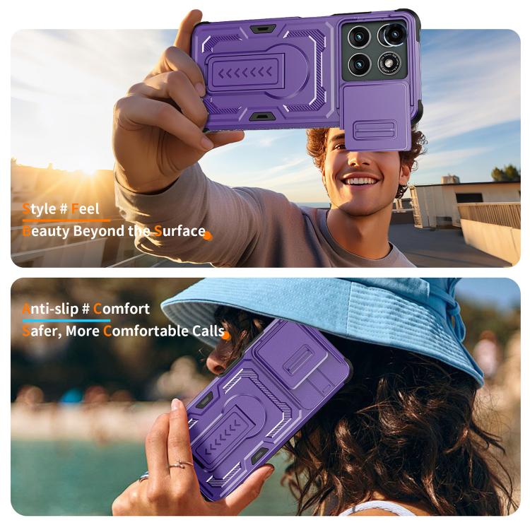 For Motorola Moto G 2025 Slid Camera Shield Invisible Holder PC Hybrid TPU Phone Case