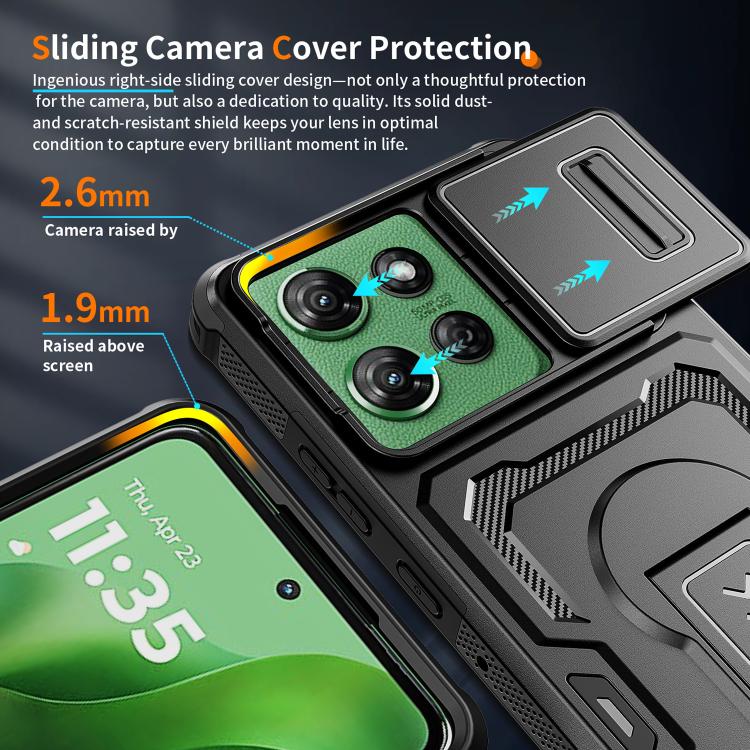For Motorola Moto G Power 2025 / 2026 Slid Camera Shield Invisible Holder PC Hybrid TPU Phone Case