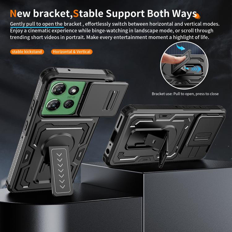 For Motorola Moto G Power 2025 / 2026 Slid Camera Shield Invisible Holder PC Hybrid TPU Phone Case