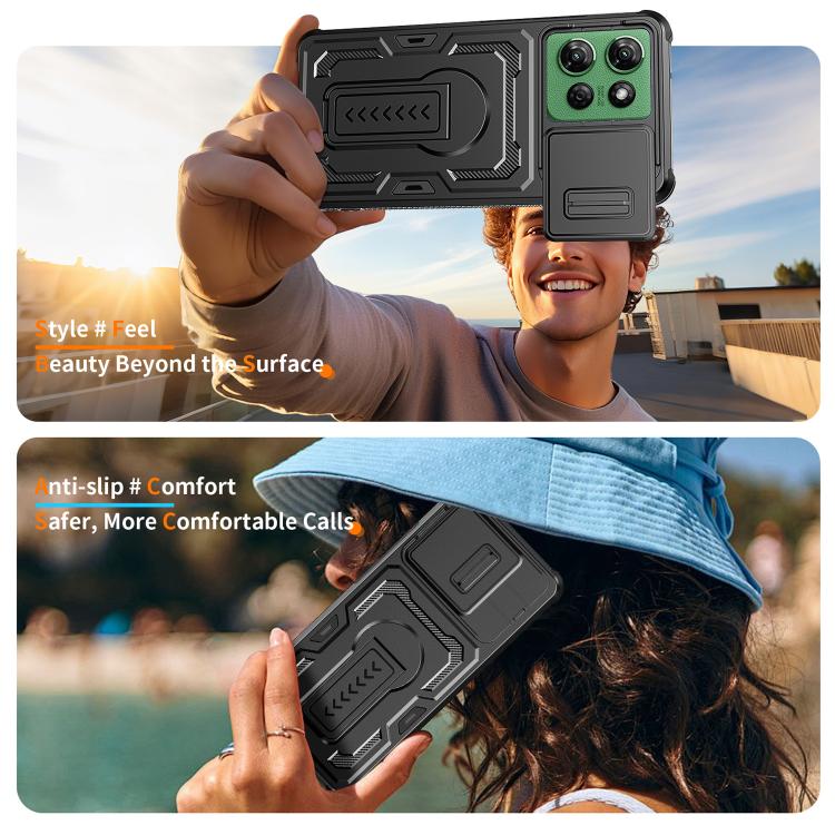 For Motorola Moto G Power 2025 / 2026 Slid Camera Shield Invisible Holder PC Hybrid TPU Phone Case