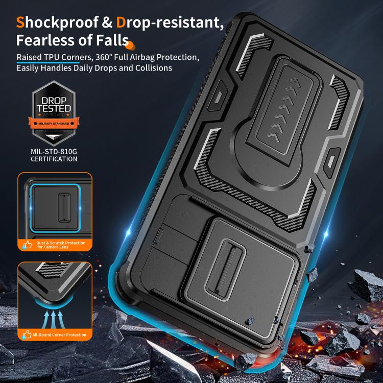 For Motorola Moto G Power 2025 / 2026 Slid Camera Shield Invisible Holder PC Hybrid TPU Phone Case