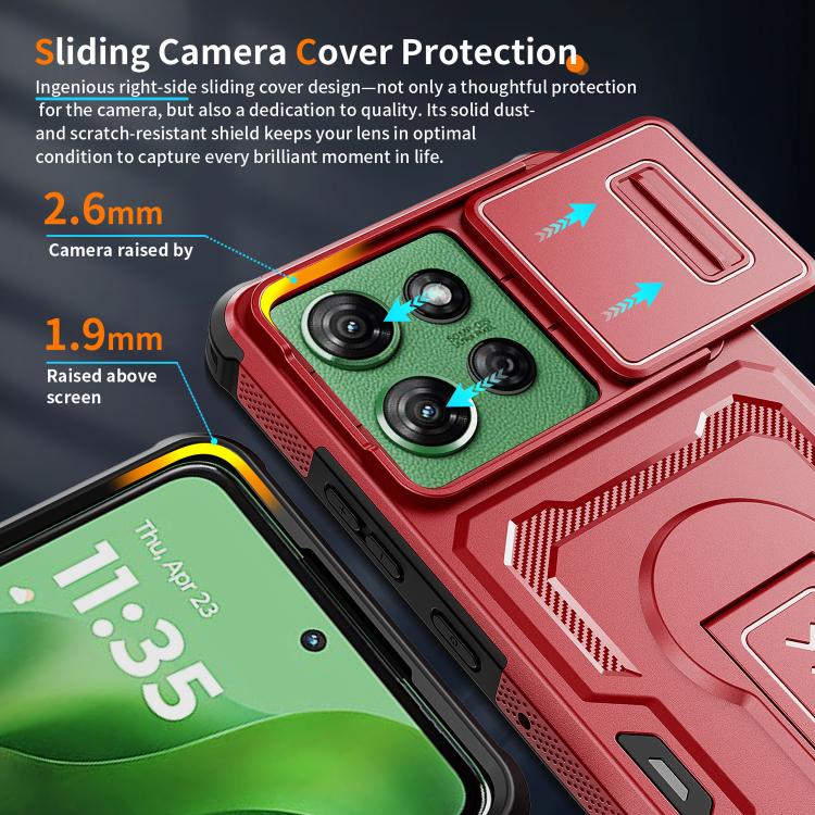 For Motorola Moto G Power 2025 / 2026 Slid Camera Shield Invisible Holder PC Hybrid TPU Phone Case