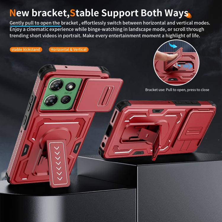 For Motorola Moto G Power 2025 / 2026 Slid Camera Shield Invisible Holder PC Hybrid TPU Phone Case
