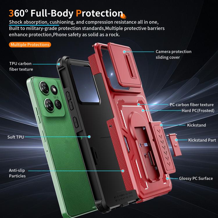 For Motorola Moto G Power 2025 / 2026 Slid Camera Shield Invisible Holder PC Hybrid TPU Phone Case