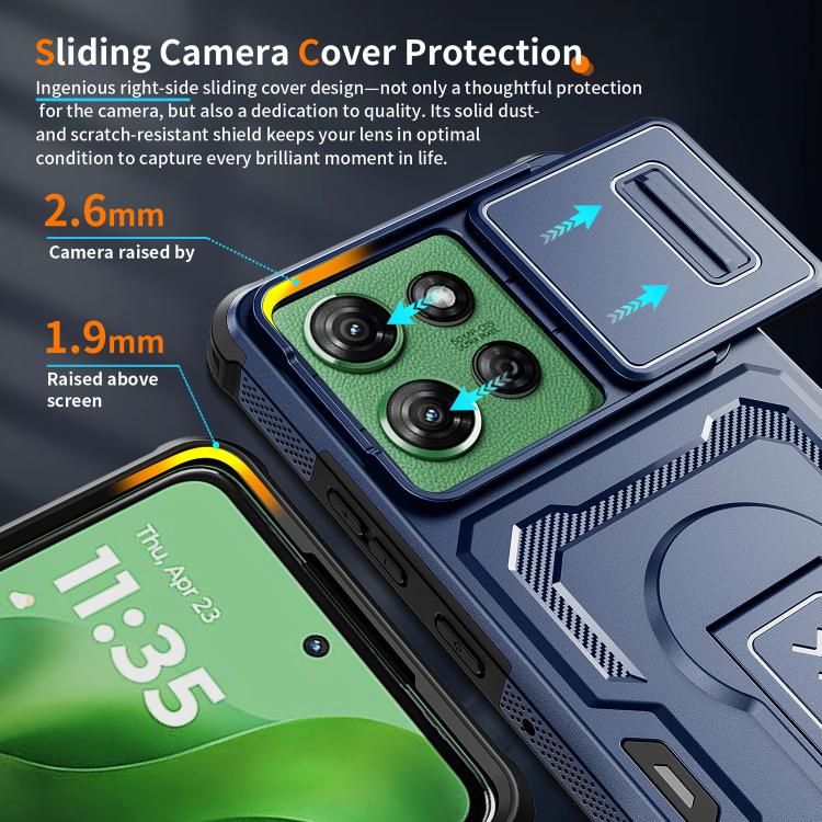For Motorola Moto G Power 2025 / 2026 Slid Camera Shield Invisible Holder PC Hybrid TPU Phone Case
