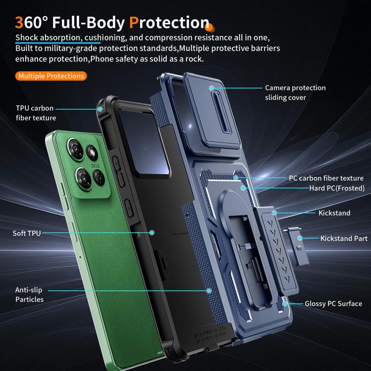 For Motorola Moto G Power 2025 / 2026 Slid Camera Shield Invisible Holder PC Hybrid TPU Phone Case