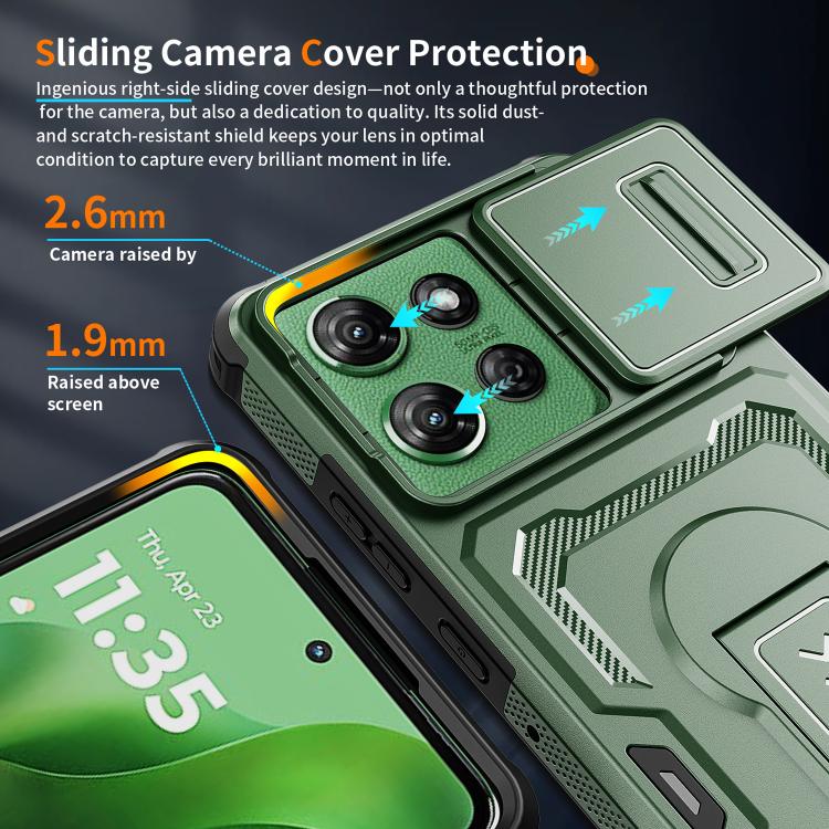 For Motorola Moto G Power 2025 / 2026 Slid Camera Shield Invisible Holder PC Hybrid TPU Phone Case