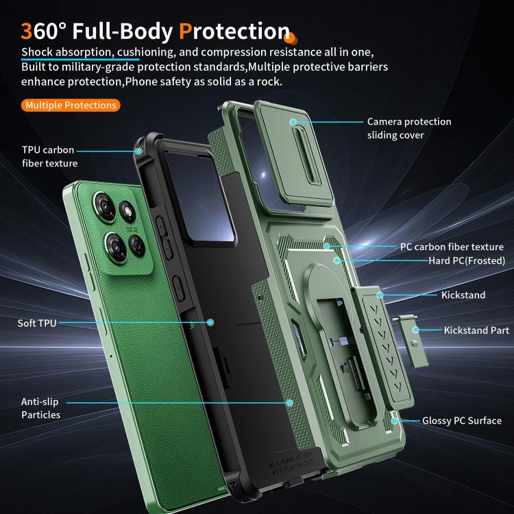 For Motorola Moto G Power 2025 / 2026 Slid Camera Shield Invisible Holder PC Hybrid TPU Phone Case
