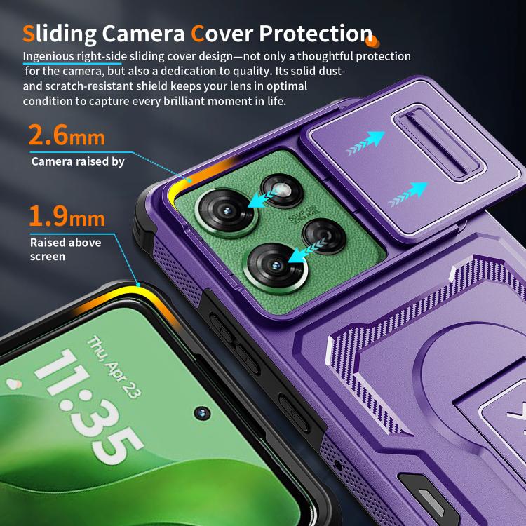 For Motorola Moto G Power 2025 / 2026 Slid Camera Shield Invisible Holder PC Hybrid TPU Phone Case