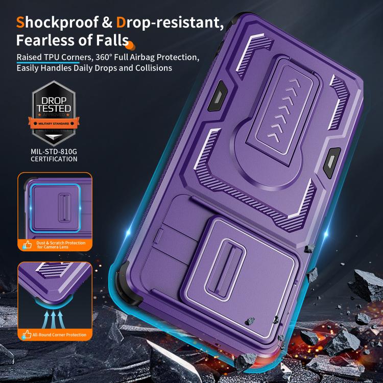 For Motorola Moto G Power 2025 / 2026 Slid Camera Shield Invisible Holder PC Hybrid TPU Phone Case