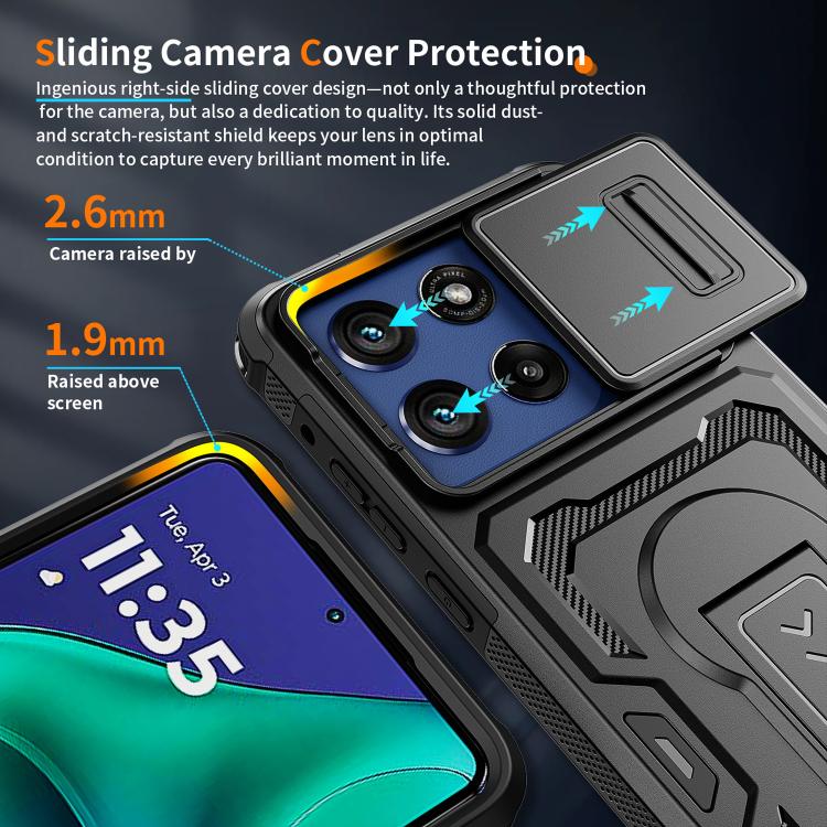 For Motorola Moto G Stylus 5G 2025 Slid Camera Shield Invisible Holder PC Hybrid TPU Phone Case