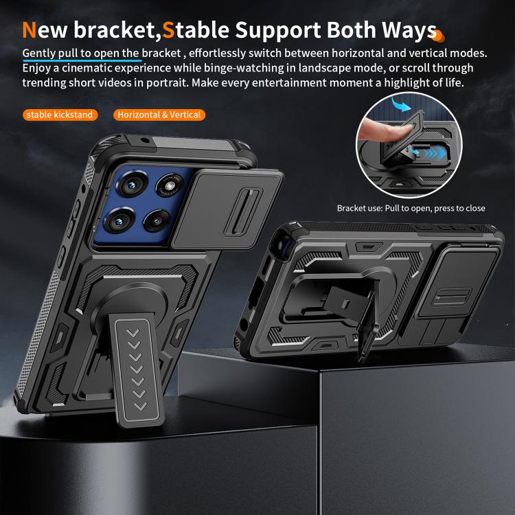 For Motorola Moto G Stylus 5G 2025 Slid Camera Shield Invisible Holder PC Hybrid TPU Phone Case