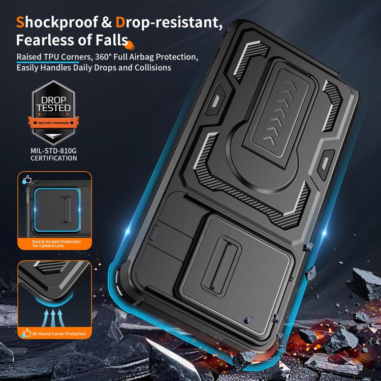 For Motorola Moto G Stylus 5G 2025 Slid Camera Shield Invisible Holder PC Hybrid TPU Phone Case