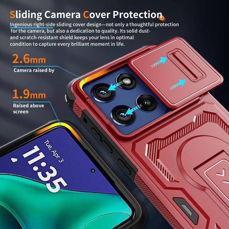 For Motorola Moto G Stylus 5G 2025 Slid Camera Shield Invisible Holder PC Hybrid TPU Phone Case