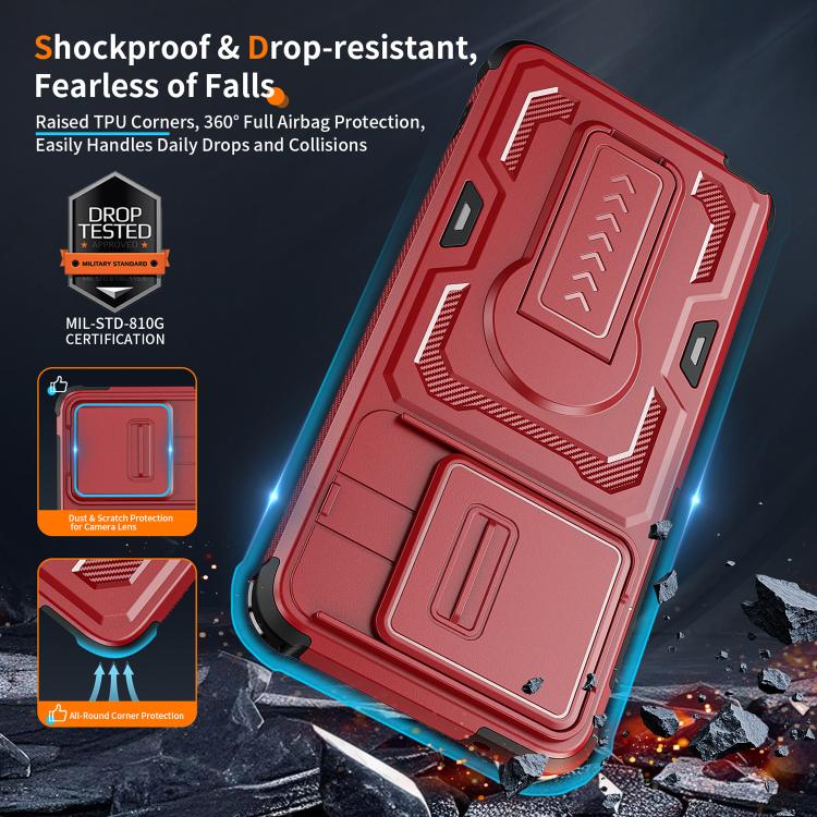 For Motorola Moto G Stylus 5G 2025 Slid Camera Shield Invisible Holder PC Hybrid TPU Phone Case