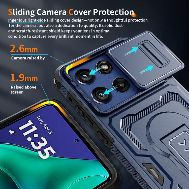 For Motorola Moto G Stylus 5G 2025 Slid Camera Shield Invisible Holder PC Hybrid TPU Phone Case