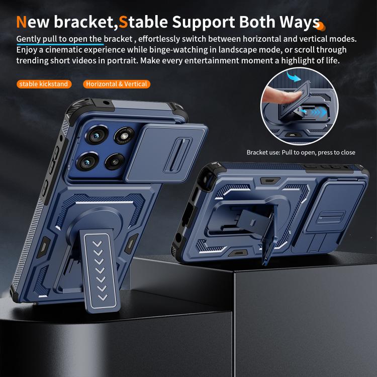 For Motorola Moto G Stylus 5G 2025 Slid Camera Shield Invisible Holder PC Hybrid TPU Phone Case