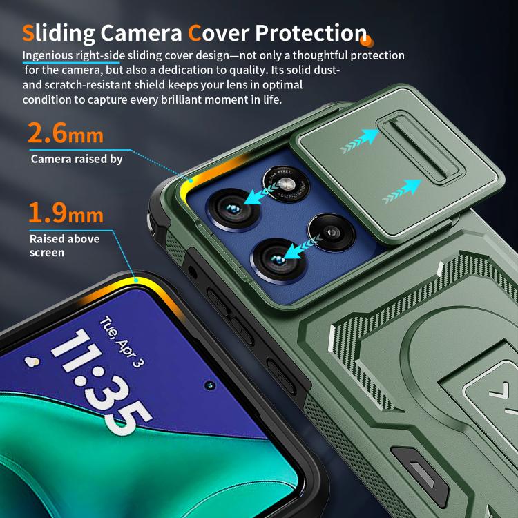 For Motorola Moto G Stylus 5G 2025 Slid Camera Shield Invisible Holder PC Hybrid TPU Phone Case