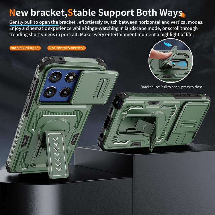 For Motorola Moto G Stylus 5G 2025 Slid Camera Shield Invisible Holder PC Hybrid TPU Phone Case