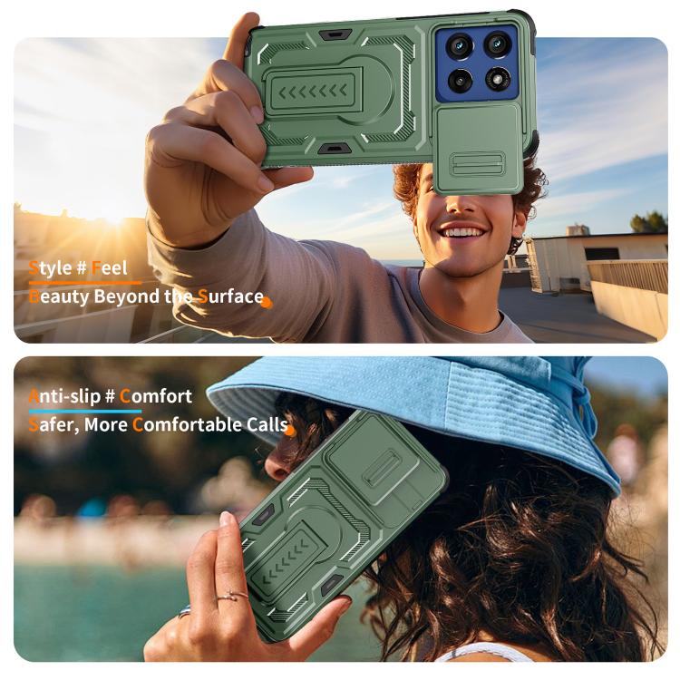 For Motorola Moto G Stylus 5G 2025 Slid Camera Shield Invisible Holder PC Hybrid TPU Phone Case