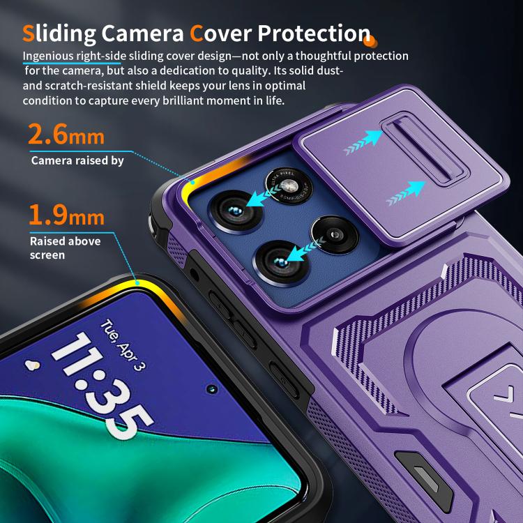 For Motorola Moto G Stylus 5G 2025 Slid Camera Shield Invisible Holder PC Hybrid TPU Phone Case