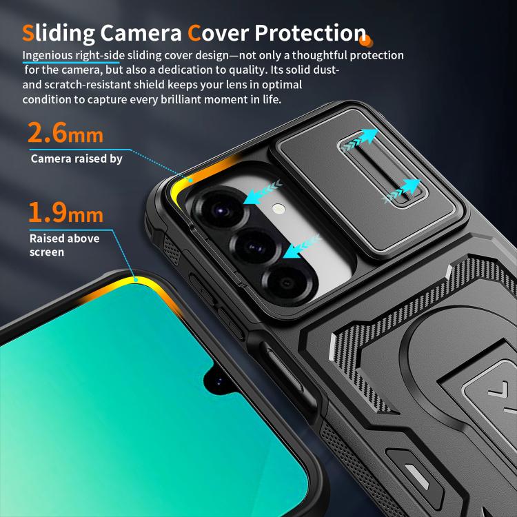 For Galaxy A17 / A26 5G Slid Camera Shield Invisible Holder PC Hybrid TPU Phone Case