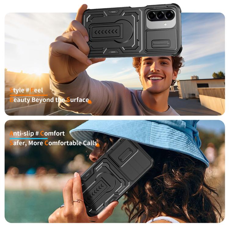 For Galaxy A17 / A26 5G Slid Camera Shield Invisible Holder PC Hybrid TPU Phone Case