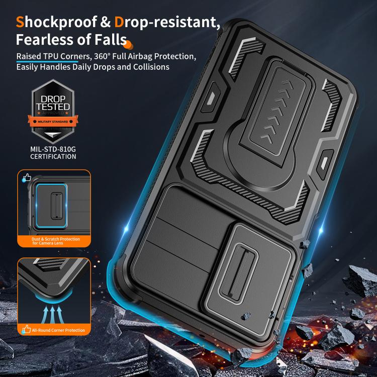 For Galaxy A17 / A26 5G Slid Camera Shield Invisible Holder PC Hybrid TPU Phone Case