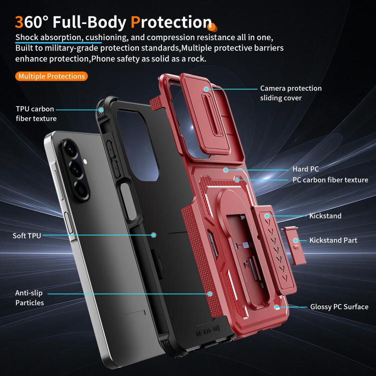 For Galaxy A17 / A26 5G Slid Camera Shield Invisible Holder PC Hybrid TPU Phone Case