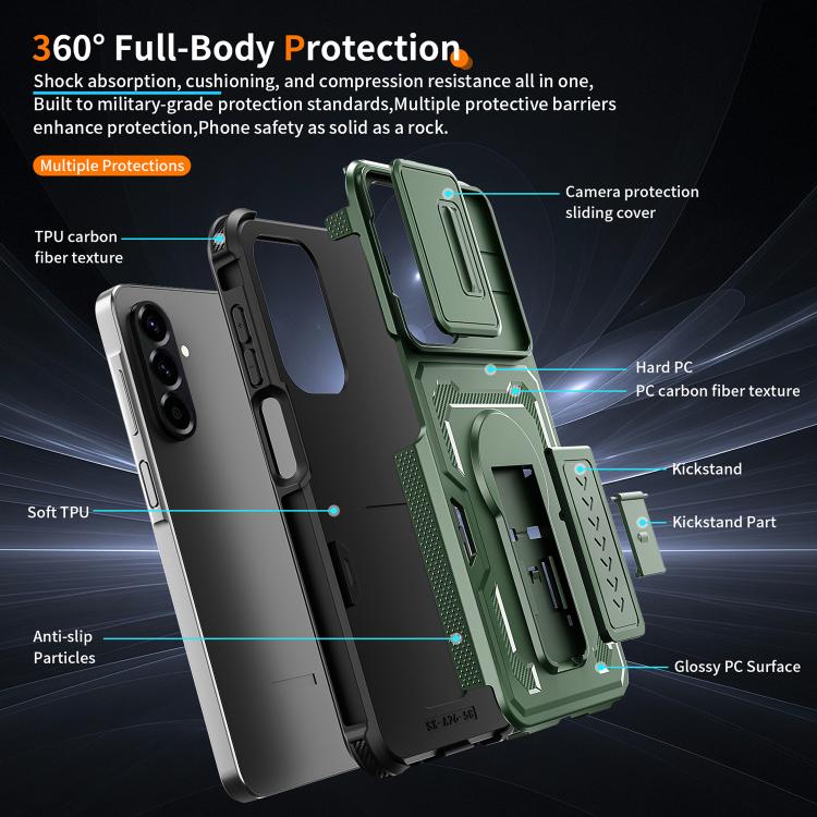 For Galaxy A17 / A26 5G Slid Camera Shield Invisible Holder PC Hybrid TPU Phone Case