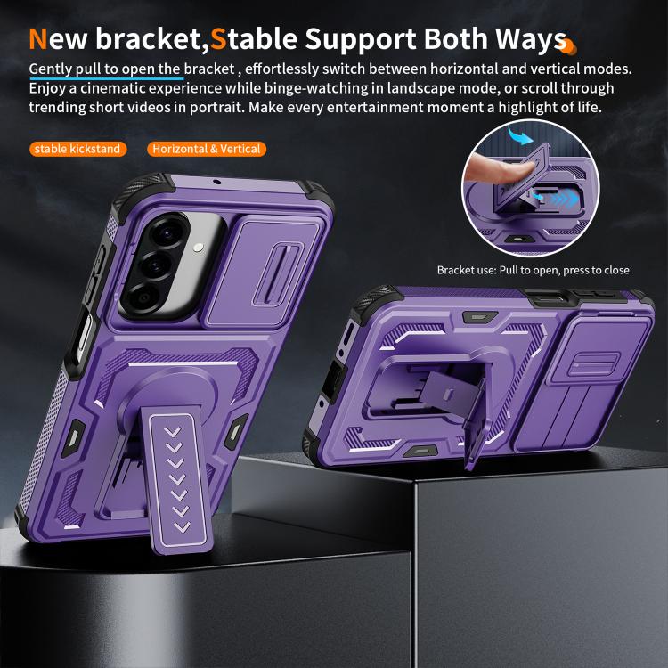 For Galaxy A17 / A26 5G Slid Camera Shield Invisible Holder PC Hybrid TPU Phone Case