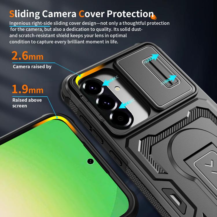 For Galaxy A37 5G / A36 5G / A56 5G Slid Camera Shield Invisible Holder PC Hybrid TPU Phone Case