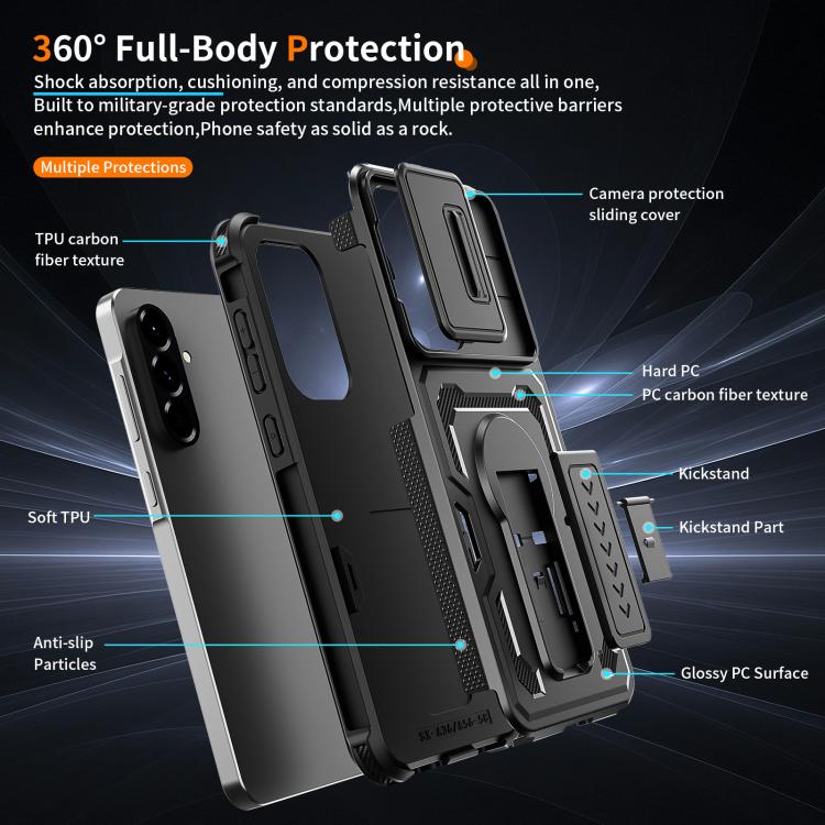 For Galaxy A37 5G / A36 5G / A56 5G Slid Camera Shield Invisible Holder PC Hybrid TPU Phone Case