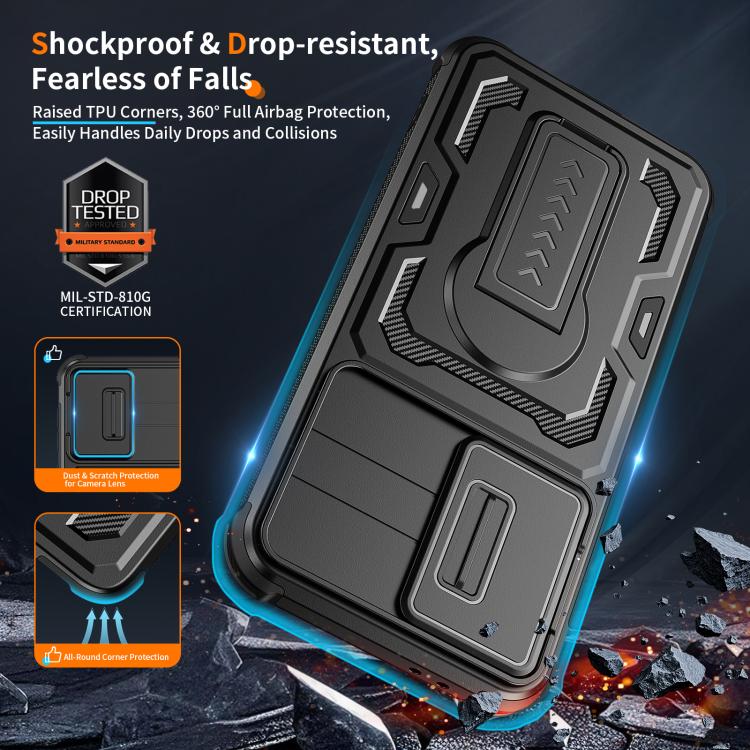 For Galaxy A37 5G / A36 5G / A56 5G Slid Camera Shield Invisible Holder PC Hybrid TPU Phone Case