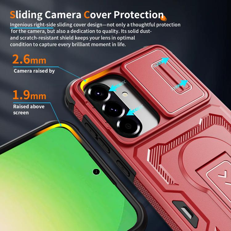 For Galaxy A37 5G / A36 5G / A56 5G Slid Camera Shield Invisible Holder PC Hybrid TPU Phone Case