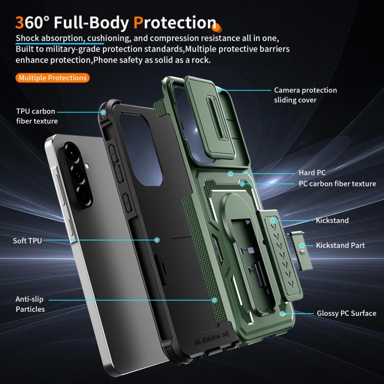 For Galaxy A37 5G / A36 5G / A56 5G Slid Camera Shield Invisible Holder PC Hybrid TPU Phone Case