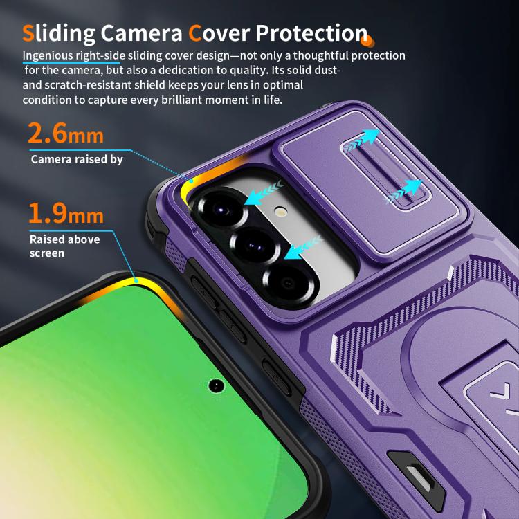 For Galaxy A37 5G / A36 5G / A56 5G Slid Camera Shield Invisible Holder PC Hybrid TPU Phone Case