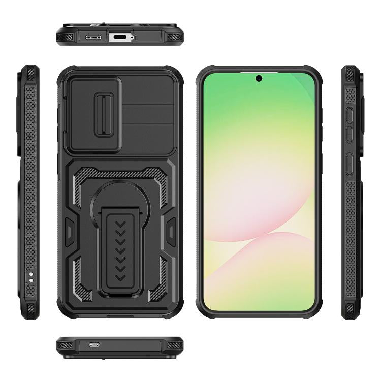 For Galaxy A57 5G Slid Camera Shield Invisible Holder PC Hybrid TPU Phone Case